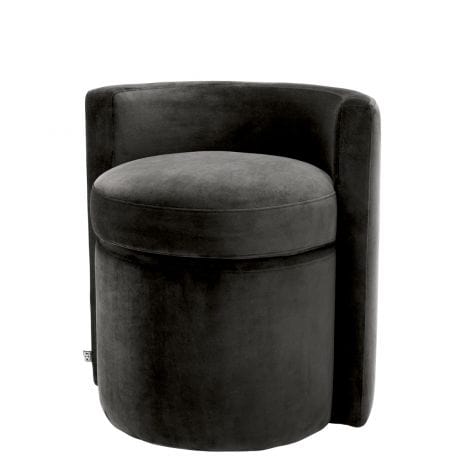 Eichholtz Living STOOL ARCADIA - ROCHE DARK GREY VELVET House of Isabella UK