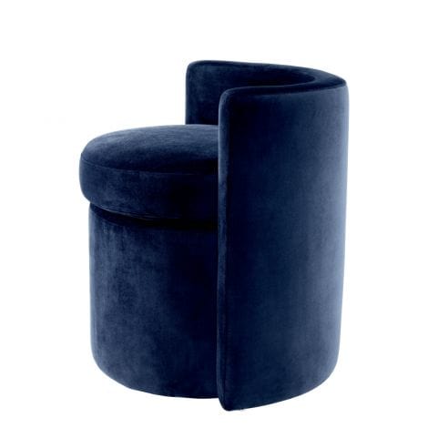 Eichholtz Living Stool Arcadia Savona midnight blue velvet House of Isabella UK