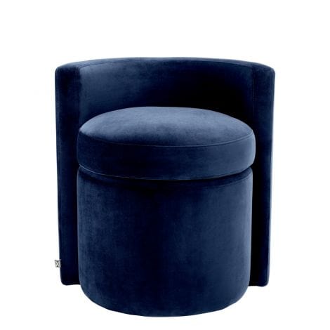 Eichholtz Living Stool Arcadia Savona midnight blue velvet House of Isabella UK