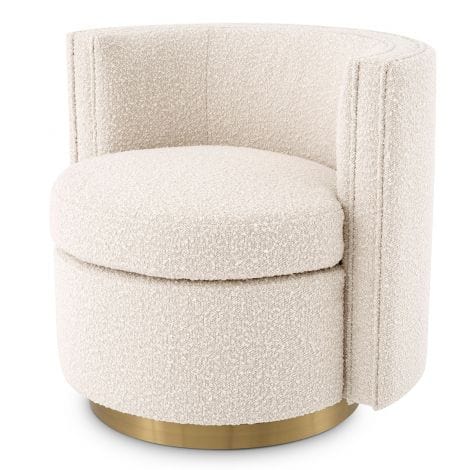 Eichholtz Living Swivel Chair Amanda Bouclé cream | brushed brass finish swivel base House of Isabella UK