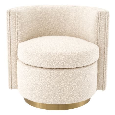 Eichholtz Living Swivel Chair Amanda Bouclé cream | brushed brass finish swivel base House of Isabella UK