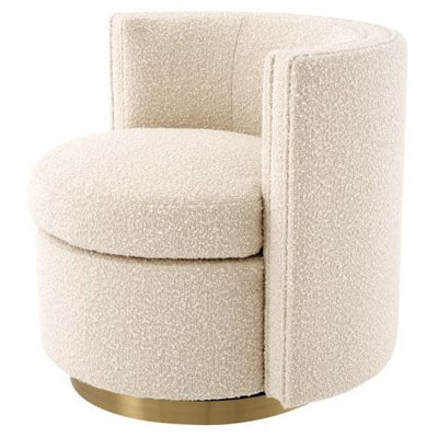 Eichholtz Living Swivel Chair Amanda Bouclé cream | brushed brass finish swivel base House of Isabella UK