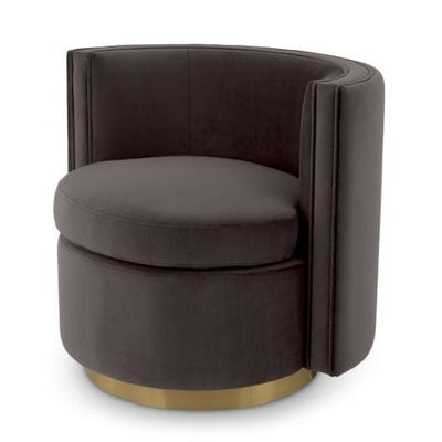 Eichholtz Living Swivel Chair Amanda Savona grey velvet | brushed brass finish swivel base House of Isabella UK