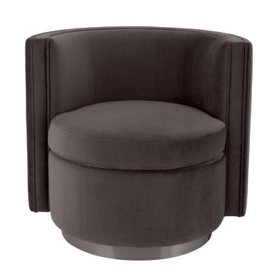 Eichholtz Living Swivel Chair Amanda Savona grey velvet | brushed brass finish swivel base House of Isabella UK