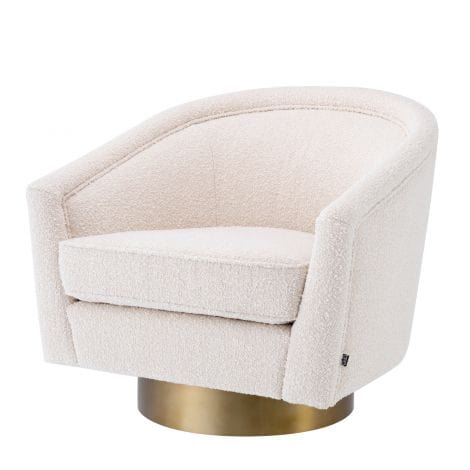 Eichholtz Living Swivel Chair Catene - Boucle Cream House of Isabella UK