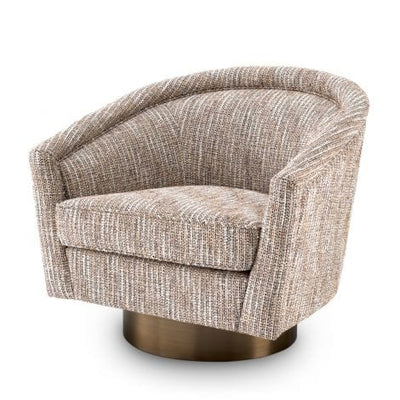 Eichholtz Living Swivel Chair Catene Mademoiselle beige | matte gold finish swivel base House of Isabella UK