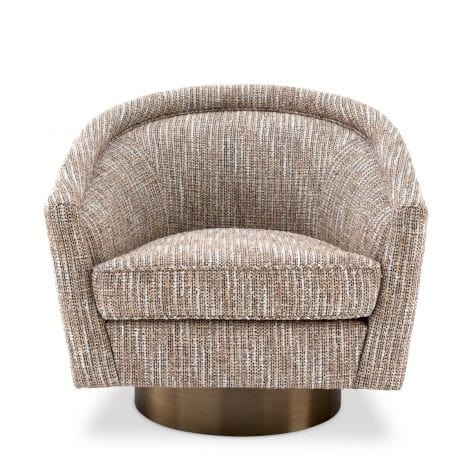 Eichholtz Living Swivel Chair Catene Mademoiselle beige | matte gold finish swivel base House of Isabella UK