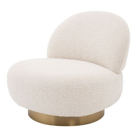 Eichholtz Living Swivel Chair Clément Bouclé cream | brushed brass finish swivel base House of Isabella UK