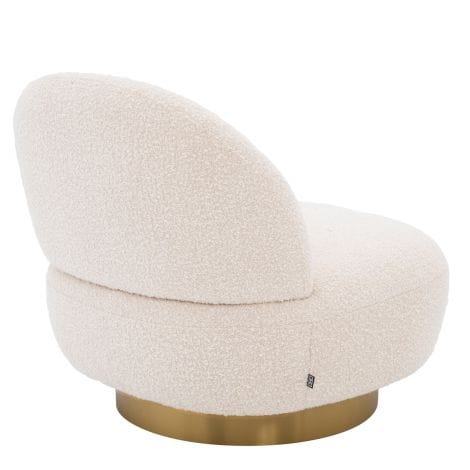 Eichholtz Living Swivel Chair Clément Bouclé cream | brushed brass finish swivel base House of Isabella UK