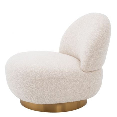 Eichholtz Living Swivel Chair Clément Bouclé cream | brushed brass finish swivel base House of Isabella UK