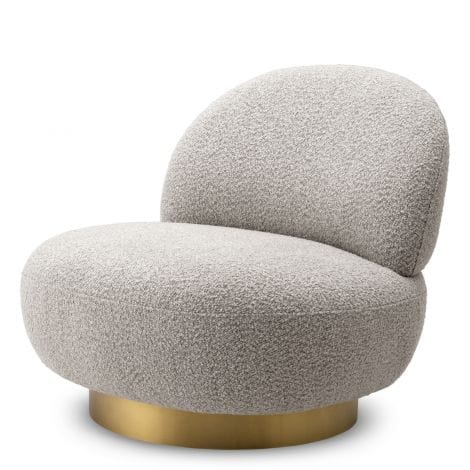 Eichholtz Living Swivel Chair Clément Bouclé grey | brushed brass finish swivel base House of Isabella UK