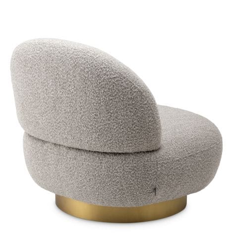 Eichholtz Living Swivel Chair Clément Bouclé grey | brushed brass finish swivel base House of Isabella UK