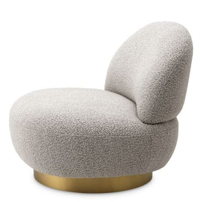 Eichholtz Living Swivel Chair Clément Bouclé grey | brushed brass finish swivel base House of Isabella UK