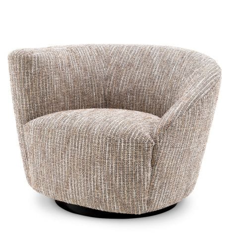 Eichholtz Living Swivel Chair Colin left Mademoiselle beige | black swivel base House of Isabella UK