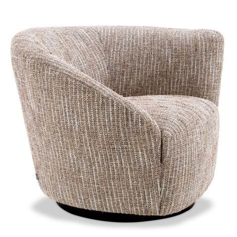 Eichholtz Living Swivel Chair Colin right Mademoiselle beige | black swivel base House of Isabella UK