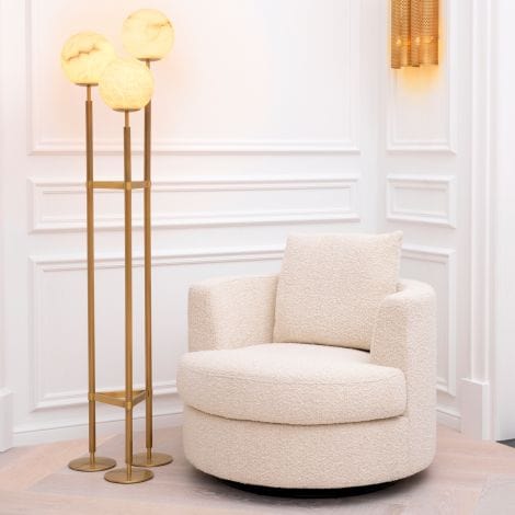 Eichholtz Living Swivel Chair Felix Boucle Cream House of Isabella UK