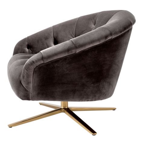 Eichholtz Living Swivel Chair Gardner Grey Velvet House of Isabella UK