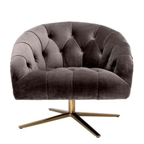 Eichholtz Living Swivel Chair Gardner Grey Velvet House of Isabella UK
