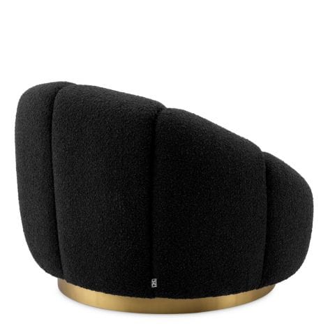 Eichholtz Living Swivel Chair Inger Bouclé Black House of Isabella UK
