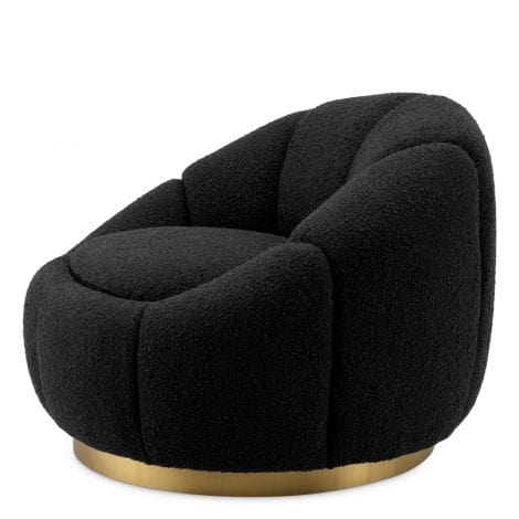 Eichholtz Living Swivel Chair Inger Bouclé Black House of Isabella UK