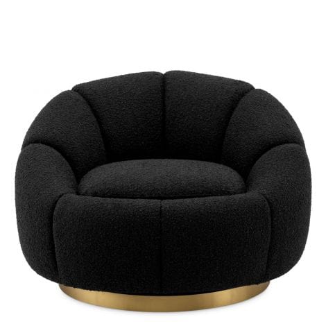 Eichholtz Living Swivel Chair Inger Bouclé Black House of Isabella UK