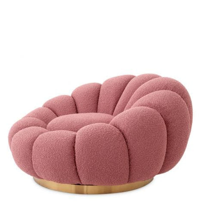 Eichholtz Living Swivel Chair Mello Bouclé rose | brushed brass finish swivel base House of Isabella UK