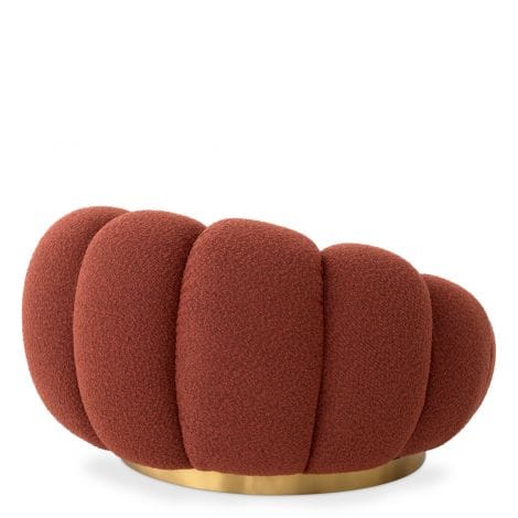 Eichholtz Living Swivel Chair Mello Bouclé rouge | brushed brass finish swivel base House of Isabella UK