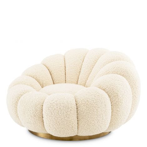 Eichholtz Living Swivel Chair Mello Faux shearling | brushed brass finish swivel base House of Isabella UK