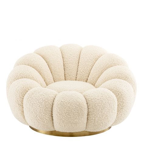 Eichholtz Living Swivel Chair Mello Faux shearling | brushed brass finish swivel base House of Isabella UK