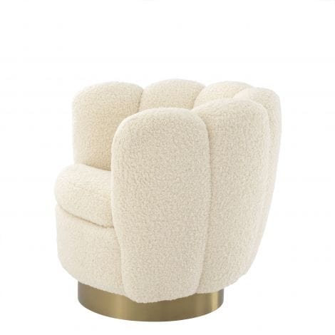 Eichholtz Living Swivel Chair Mirage Faux shearling | brushed brass finish swivel base House of Isabella UK