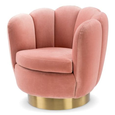 Eichholtz Living Swivel Chair Mirage Savona nude velvet | brushed brass finish swivel base House of Isabella UK