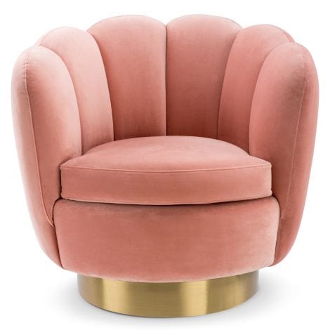 Eichholtz Living Swivel Chair Mirage Savona nude velvet | brushed brass finish swivel base House of Isabella UK