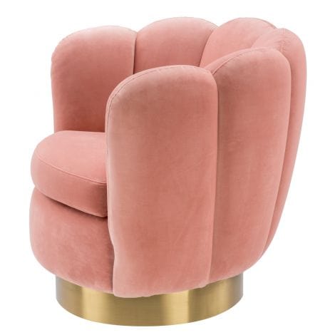 Eichholtz Living Swivel Chair Mirage Savona nude velvet | brushed brass finish swivel base House of Isabella UK