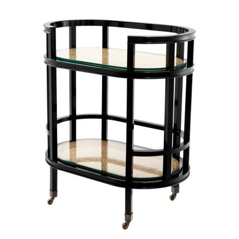 Eichholtz Living Trolley Bahamas - Natural Cane & Black House of Isabella UK