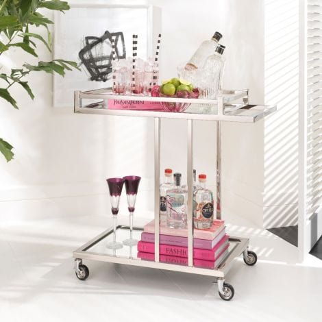 Eichholtz Living Trolley Beverly Hills - Polished Stainless Steel House of Isabella UK