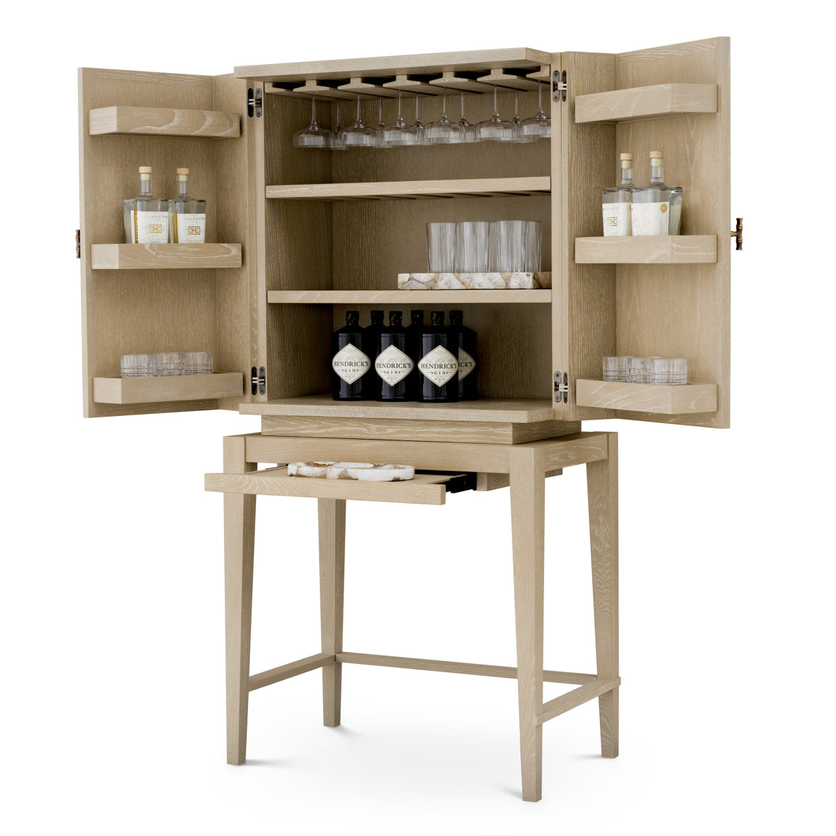 Eichholtz Living Washed Oak Veneer Bar Cabinet Borchard House of Isabella UK