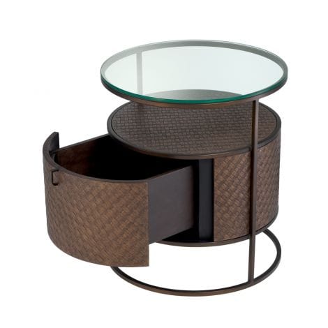 Eichholtz Sleeping Bed Side Table Napa Valley - Woven Oak Veneer House of Isabella UK