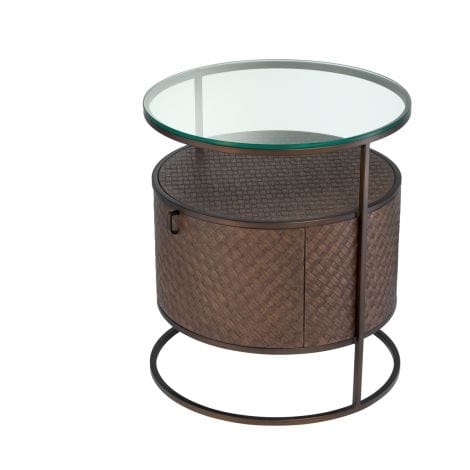 Eichholtz Sleeping Bed Side Table Napa Valley - Woven Oak Veneer House of Isabella UK