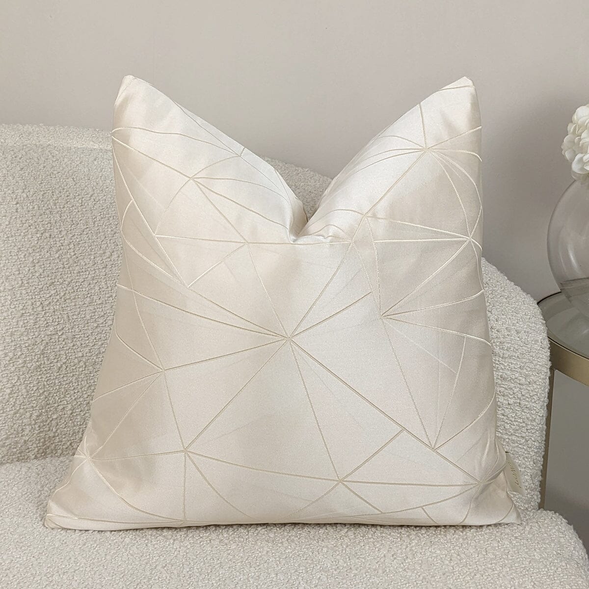 Elara Cream Satin Abstract Cushion - 45x45cm