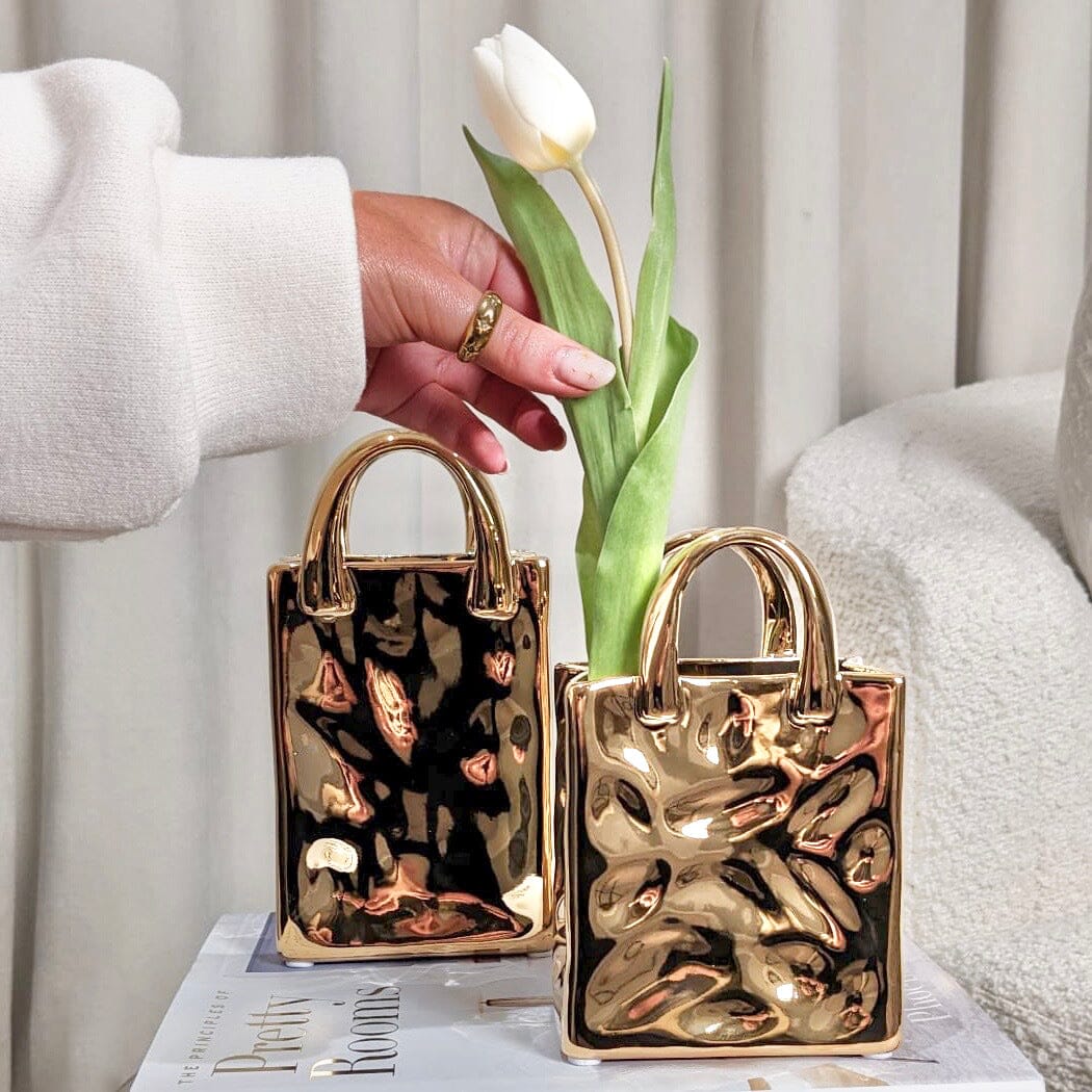 Elise Mini Gold Handbag Decorative Vase