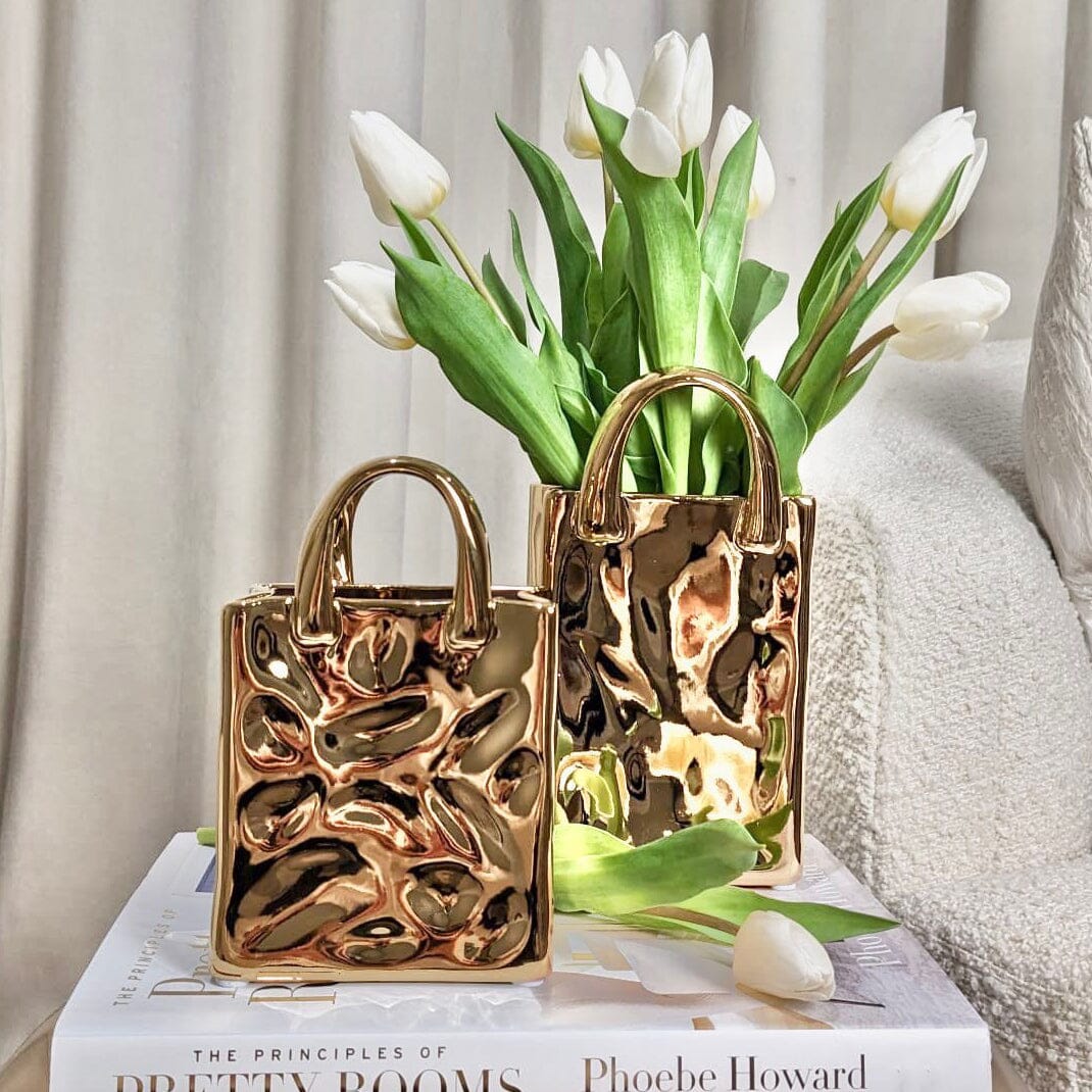 Elise Mini Gold Handbag Decorative Vase
