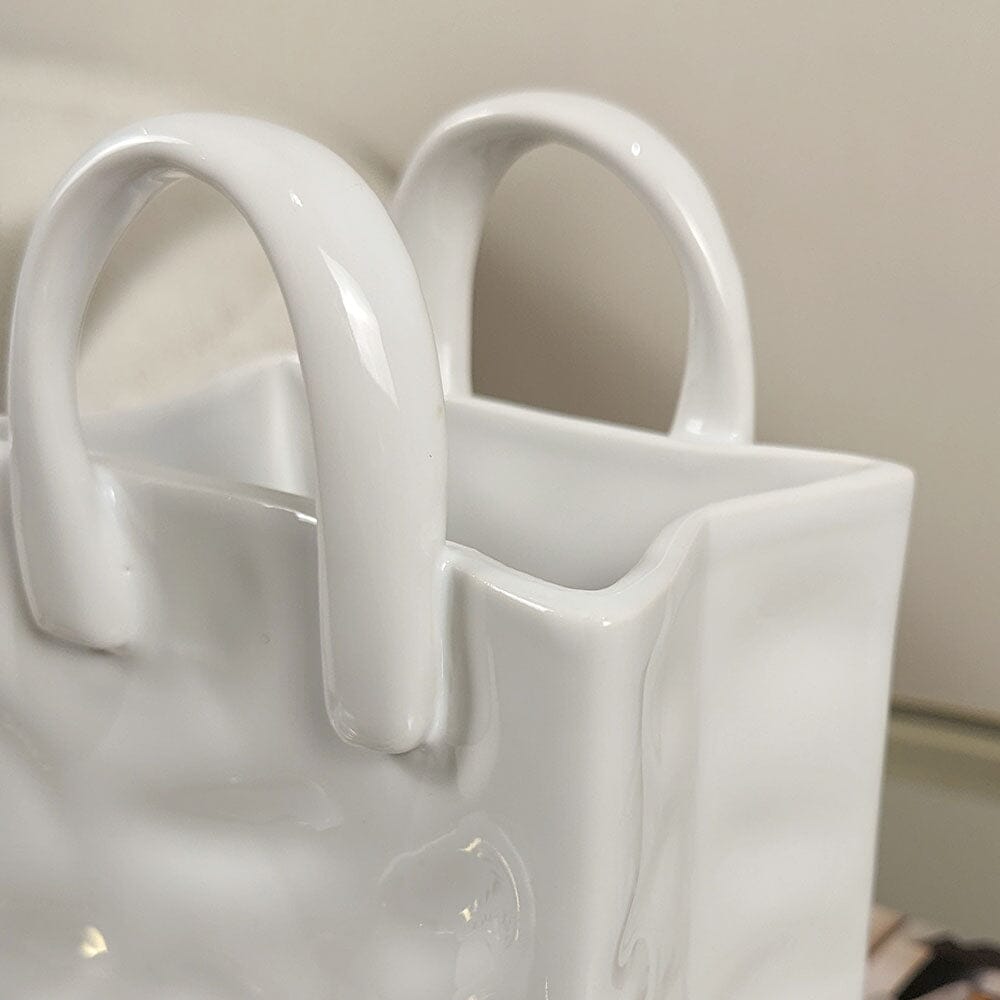 Elise Mini White Handbag Decorative Vase