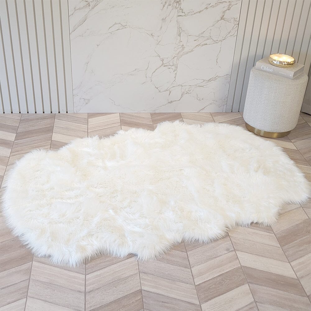 Elle Large Faux Fur White Hide Rug - 120x180cm