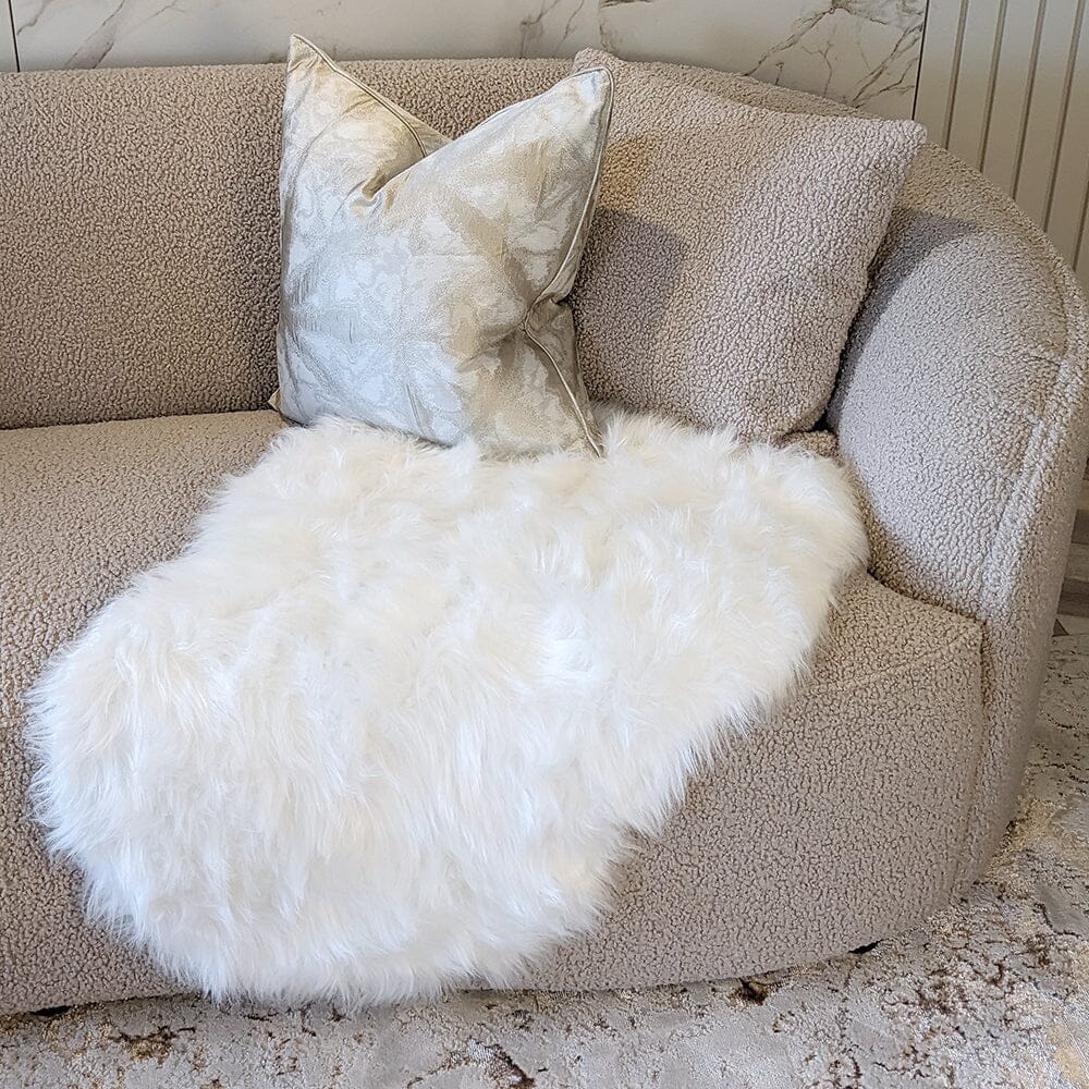 Elle Small Faux Fur White Hide Rug - 60x90cm