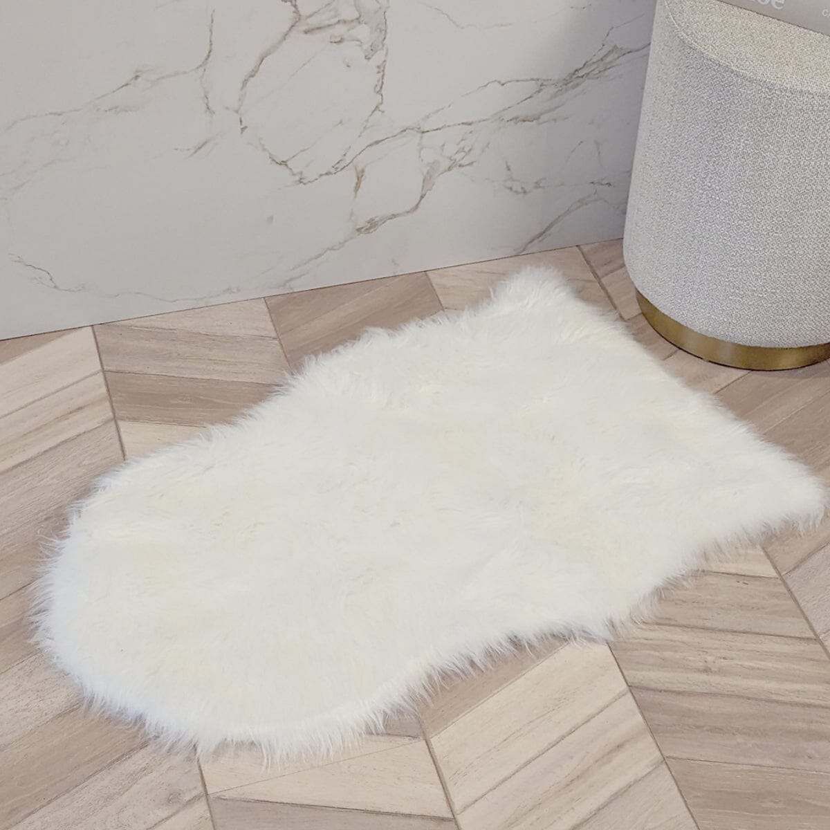 Elle Small Faux Fur White Hide Rug - 60x90cm