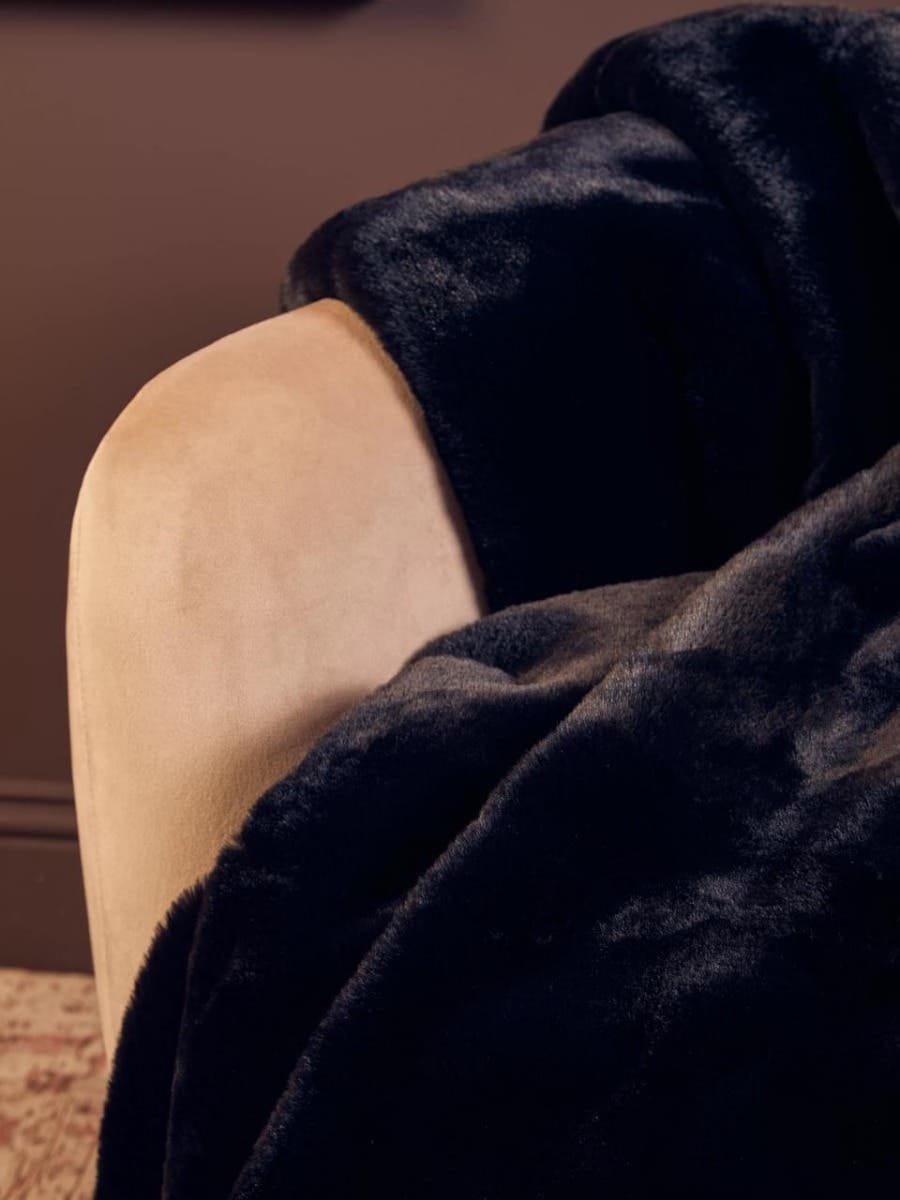 Esperance Accessories Bosie Lamina Black Fur Throw House of Isabella UK