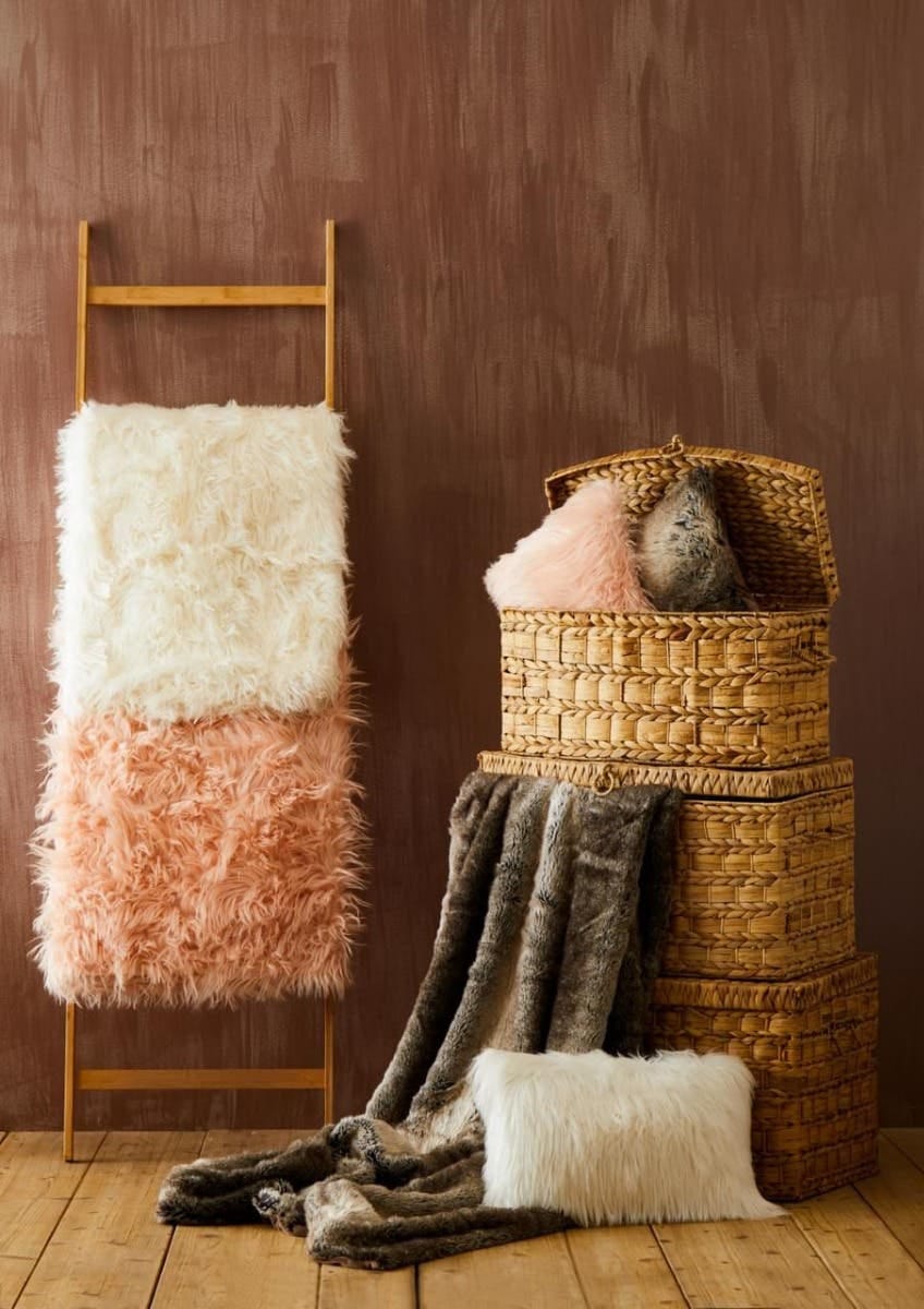 Esperance Accessories Bosie Lamina Cream Fur Throw House of Isabella UK