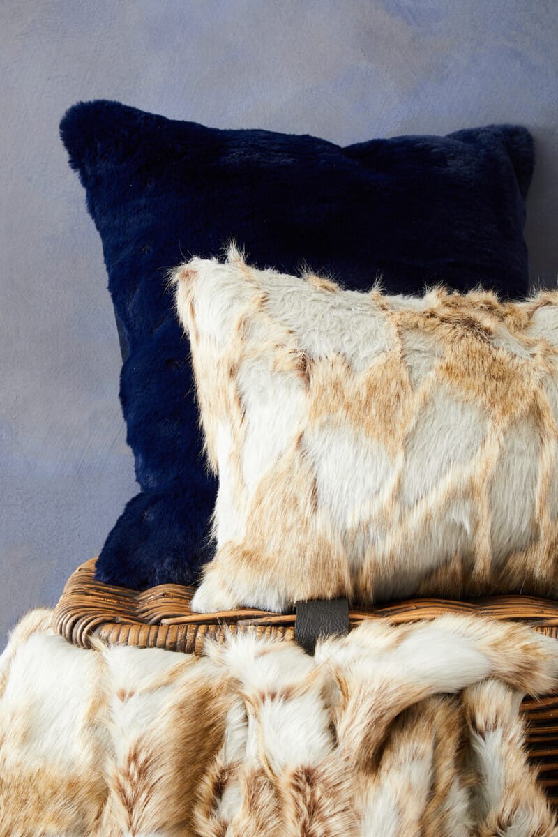 Esperance Accessories Bosie Lamina Grey And Natural Fur Throw House of Isabella UK