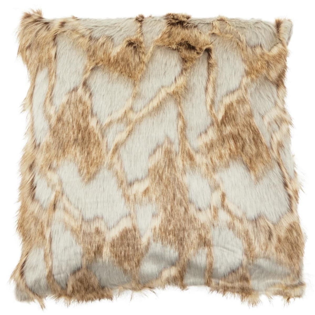 Esperance Accessories Bosie Lamina Grey And Natural Square Fur Cushion House of Isabella UK