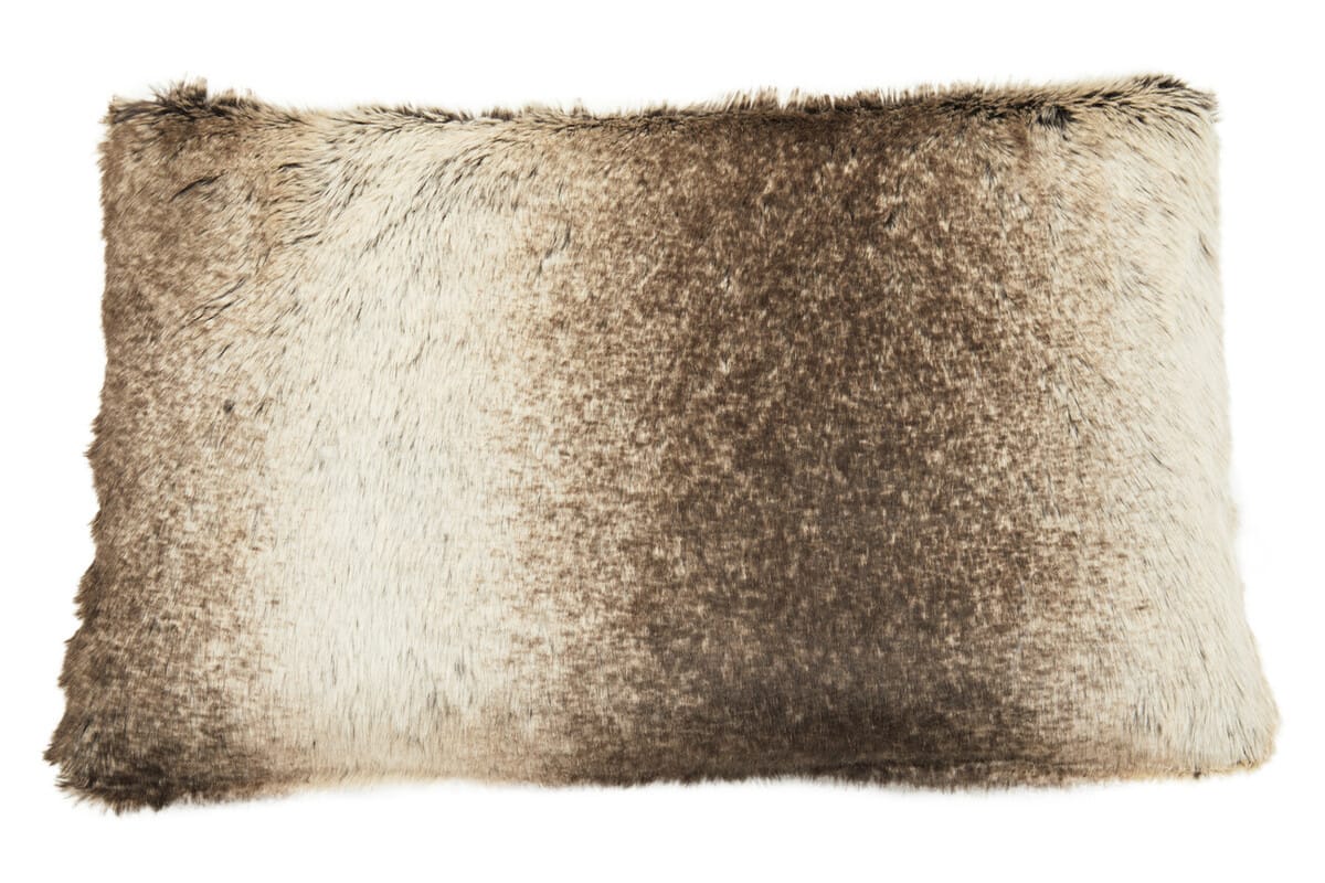 Esperance Accessories Bosie Lamina Mocha Ombre Rectangular Fur Cushion House of Isabella UK